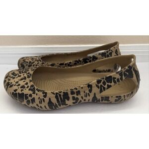 CROCS Kadee Thea CHEETAH/LEOPARD PRINT Ballet FLAT Moccasins Women's Size 6 US